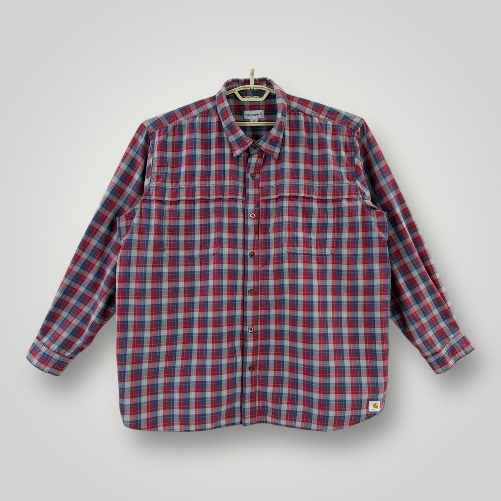 Carhartt Force Reydell Shirt Mens Size 3XL Plaid Long Sleeve Button Up Workwear